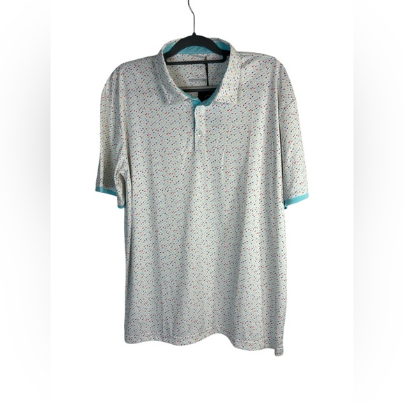 Swannies Golf Ashton Polo Shirt Men’s XL Aqua Multicolor Checkmark Print - Picture 1 of 7